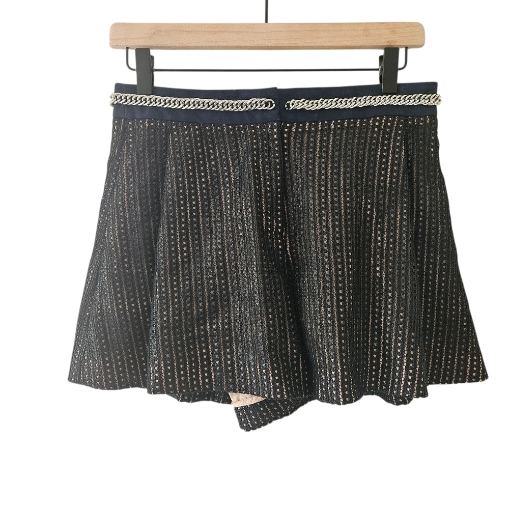 Rhie Black Mesh Chain Detail High Rise Dressy Shorts